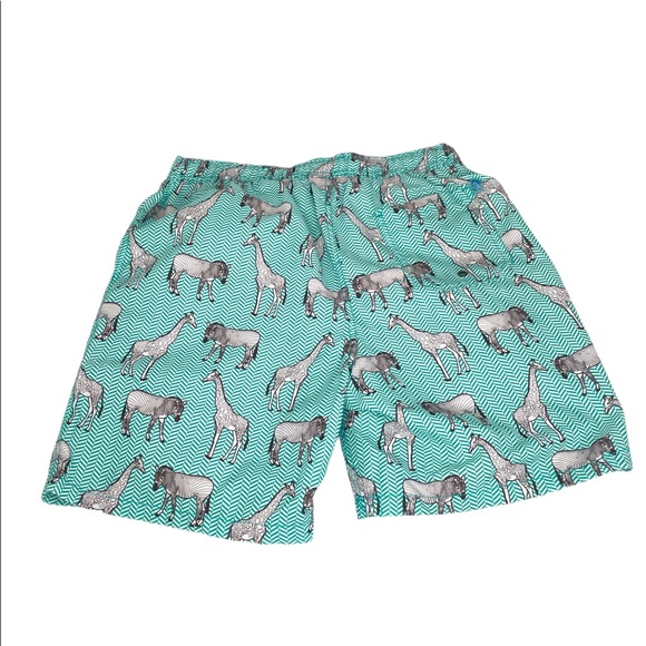 Mr. Swim Zebra and Giraffe Swim Trunks Green Black White Sizes Large and XLarge - Picture 2 of 7